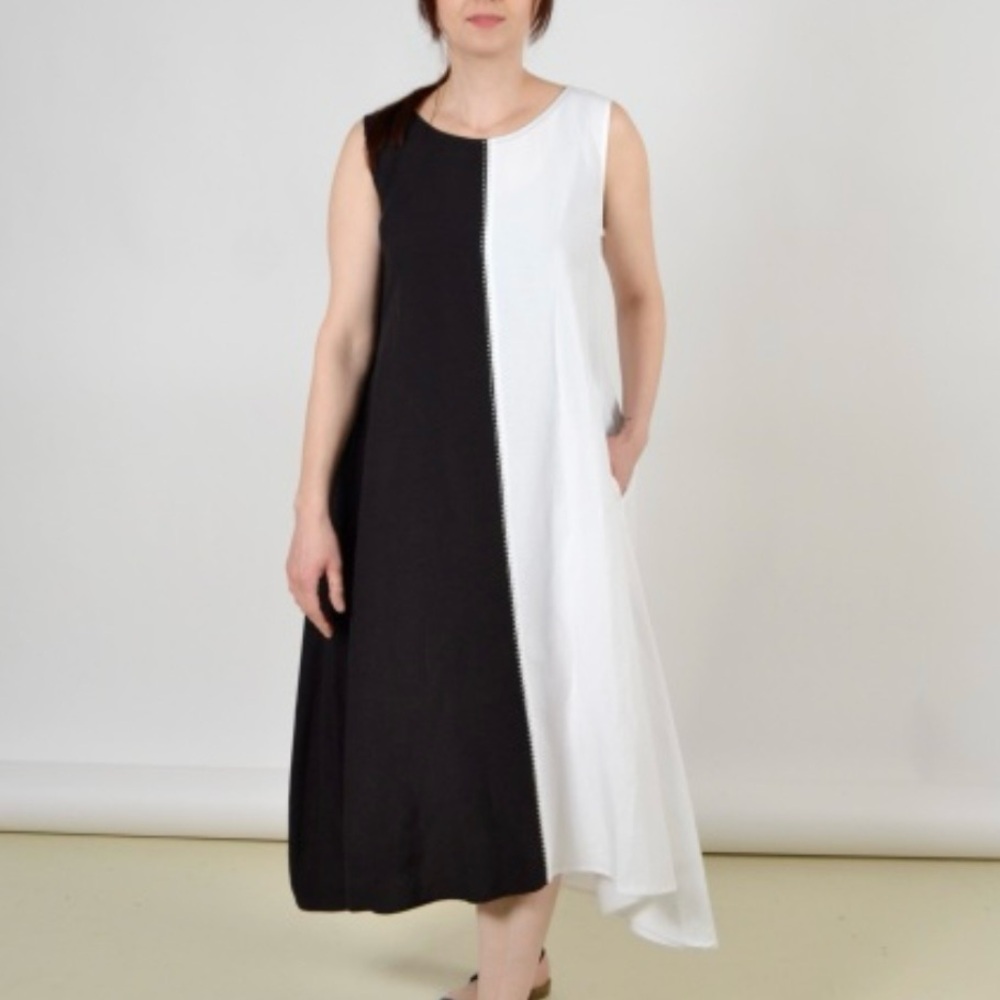Spirithouse Domino Black and White Tank Dress with Pockets - Size Large